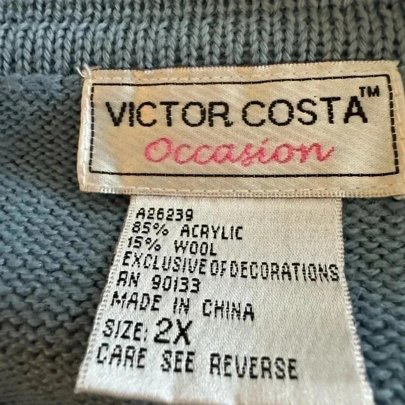 Victor Costa Occasions Blue Cardigan Sweater no buttons.  Size 2x - Picture 2 of 4